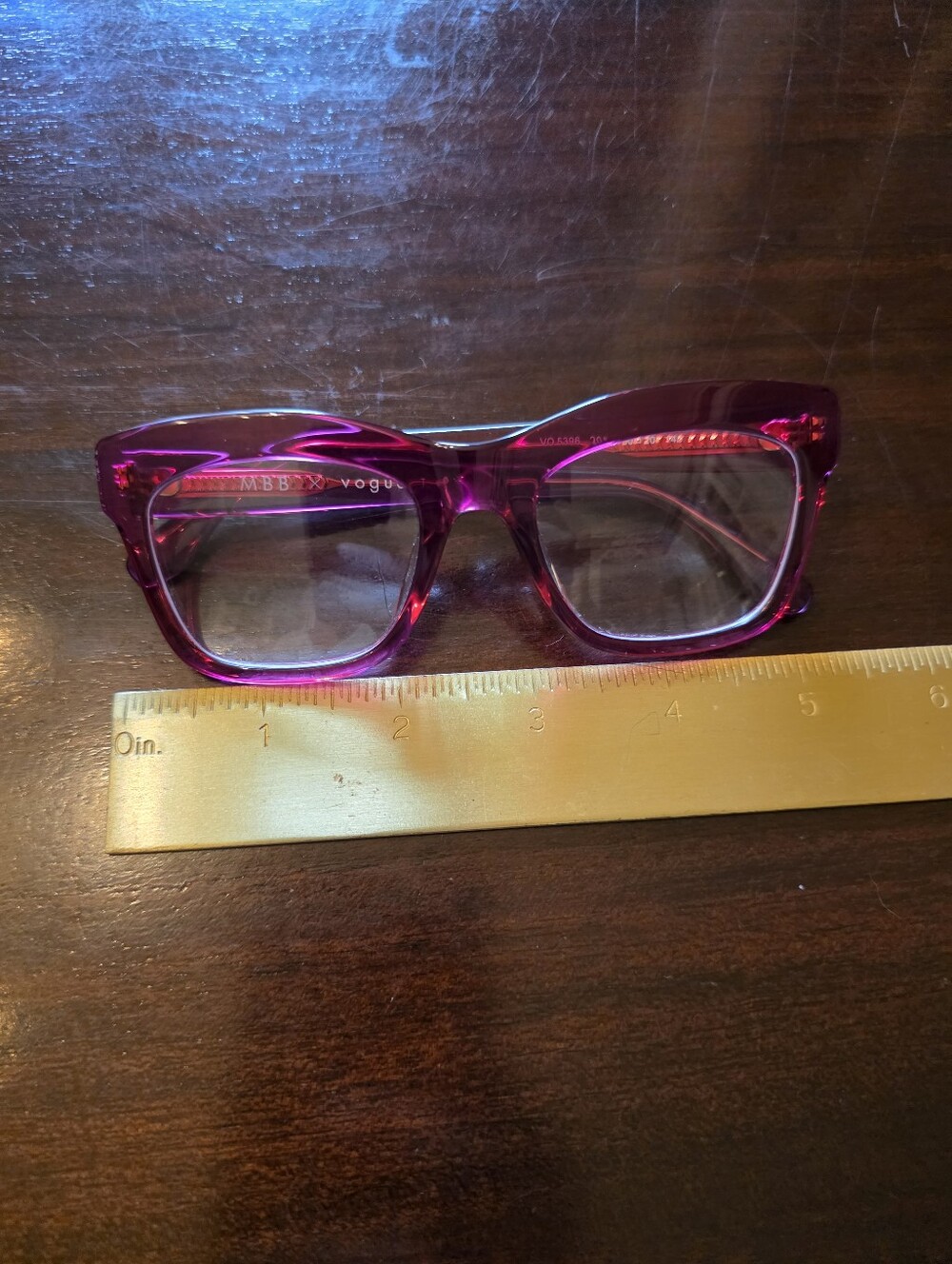 Vogue Transparent Vibrant Pink Square Frame Glasses